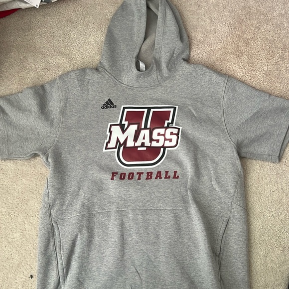 adidas Other - Adidas Gray Hoodie UMASS Amherst football team hoodie short sleeve.